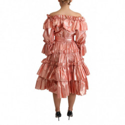 Abito rosa increspato Abito in cotone di seta - IT38-XS