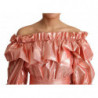 Abito rosa increspato Abito in cotone di seta - IT38-XS