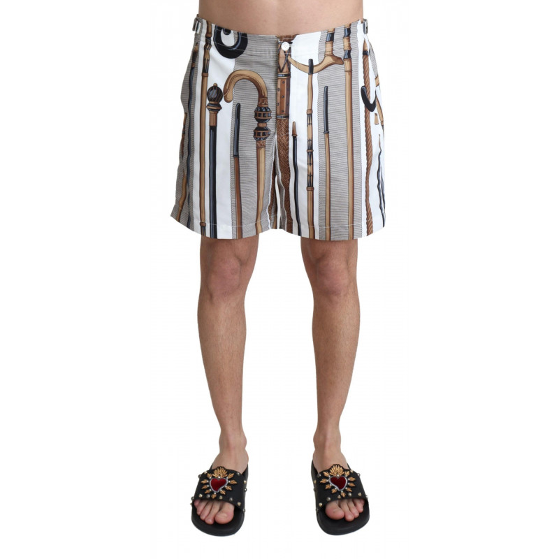 Pantaloncini da bagno bianchi con bastone da passeggio - IT48 - M