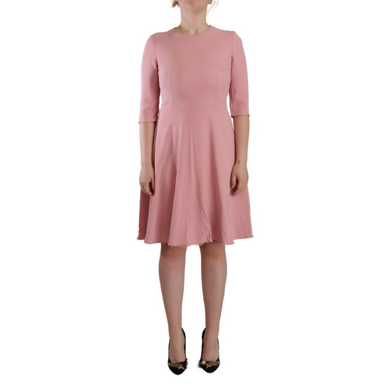 Abito a trapezio in misto viscosa rosa con maniche a 3/4 - IT44-L