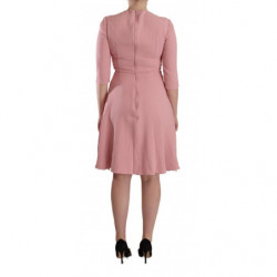 Abito a trapezio in misto viscosa rosa con maniche a 3/4 - IT44-L