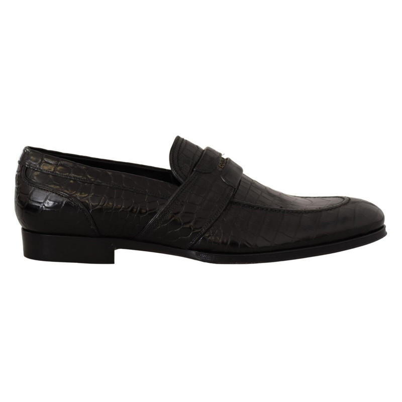Scarpe mocassino slip on in pelle di coccodrillo nera - EU44/US11