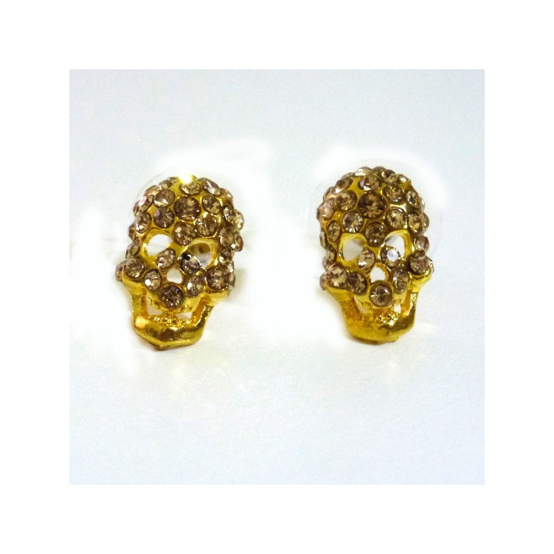 Orecchini Teschio con strass - Colore Oro