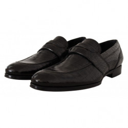 Scarpe mocassino slip on in pelle di coccodrillo nera - EU44/US11