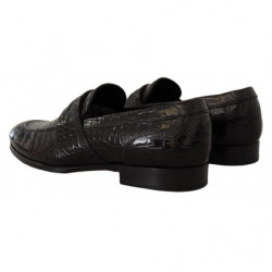 Scarpe mocassino slip on in pelle di coccodrillo nera - EU44/US11