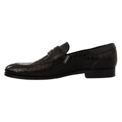 Scarpe mocassino slip on in pelle di coccodrillo nera - EU44/US11