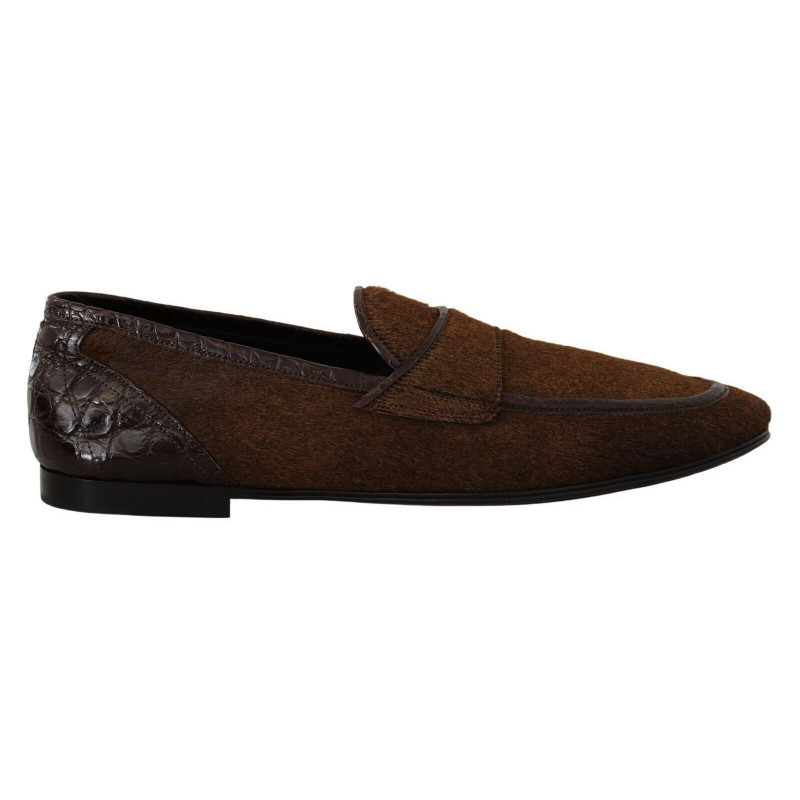 Mocassini slip-on da uomo in pelle esotica marrone - EU44/US11