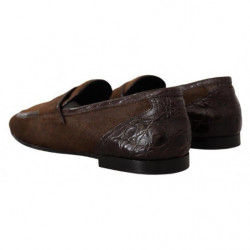 Mocassini slip-on da uomo in pelle esotica marrone - EU44/US11