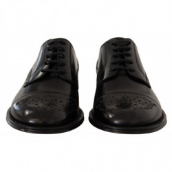 Scarpe derby formali da uomo con punta alare in pelle nera - EU39/US6