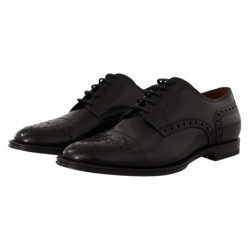 Scarpe derby formali da uomo con punta alare in pelle nera - EU39/US6