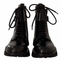 Scarpe da uomo con lacci da combattimento in pelle nera - EU40/US7