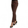 Pantaloni capri corti in cotone marrone a vita media - S