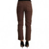 Pantaloni capri corti in cotone marrone a vita media - S