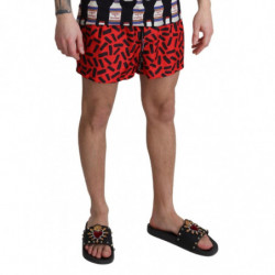 Costumi da bagno pantaloncini da spiaggia con motivo rosso - IT4 - S