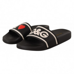 Sandali slide I Love D&G in pelle nera - EU35/US4.5