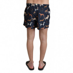 Pantaloncini da spiaggia stampa cane blu Costumi da bagno da uomo -