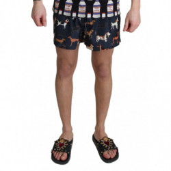 Pantaloncini da spiaggia stampa cane blu Costumi da bagno da uomo -