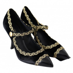 DÃ©colletÃ© Mary Janes in velluto nero dorato - EU35/US4.5