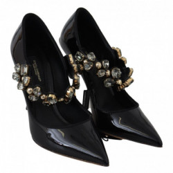 Scarpe in pelle nera con cristalli DÃ©colletÃ© Mary Jane - EU35/US4.5