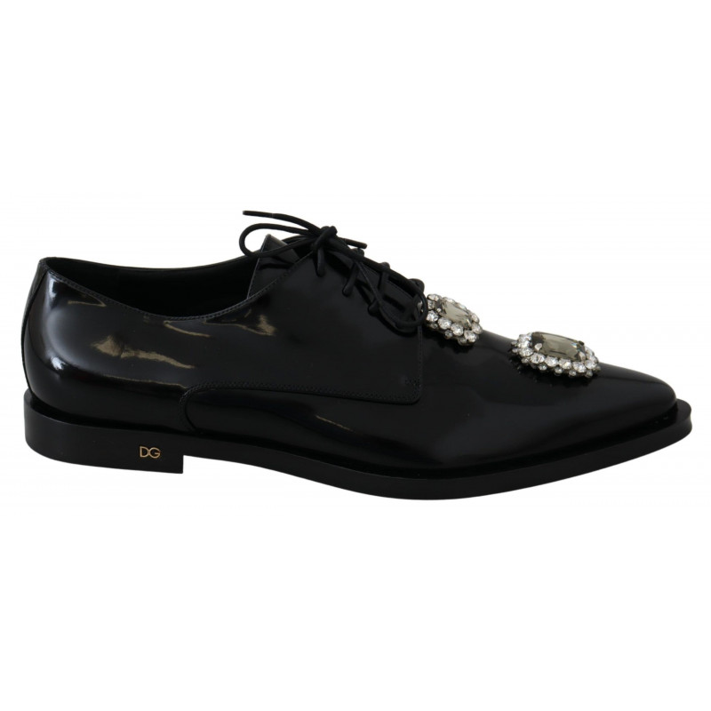 Scarpe formali stringate in pelle nera con cristalli - EU41/US10.5