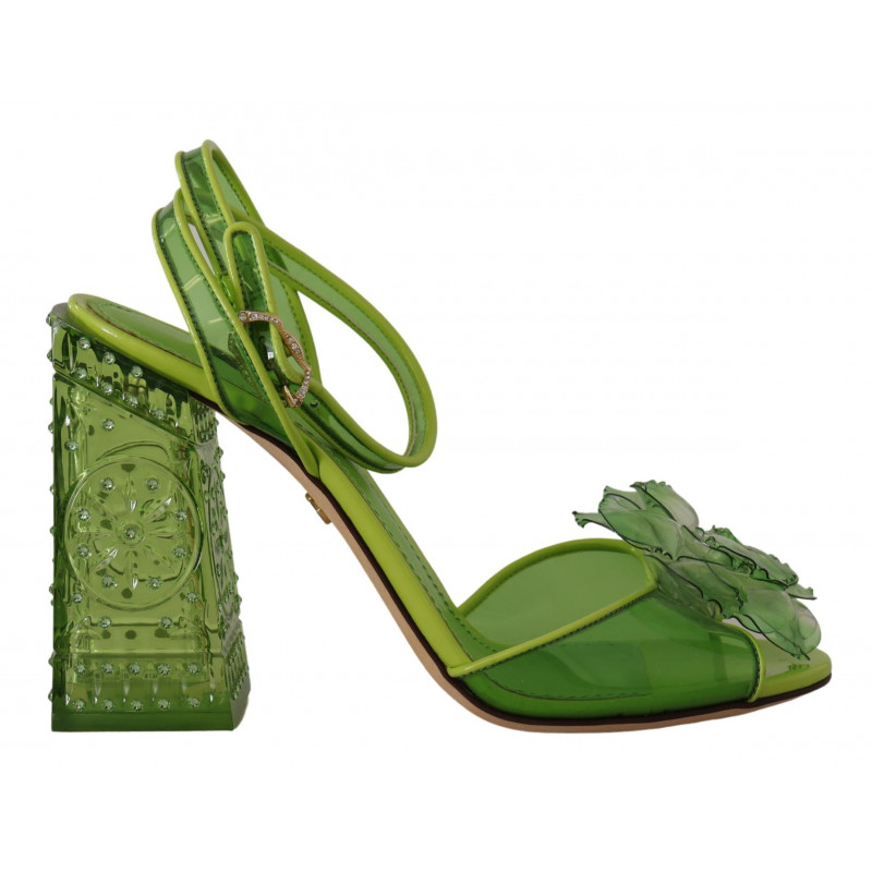 Sandali con tacco in cristallo verde plexi - EU37/US6.5