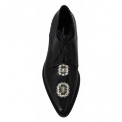Scarpe formali stringate in pelle nera con cristalli - EU41/US10.5