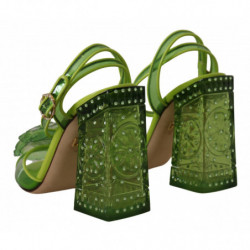 Sandali con tacco in cristallo verde plexi - EU37/US6.5