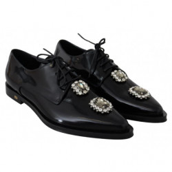 Scarpe formali stringate in pelle nera con cristalli - EU41/US10.5