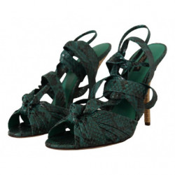 Sandali con cinturino in pitone verde Scarpe con tacco - EU40/US9.5