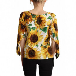 Top in camicetta girocollo in cotone bianco girasole - IT36 - XS