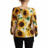 Top in camicetta girocollo in cotone bianco girasole - IT36 - XS