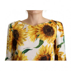 Top in camicetta girocollo in cotone bianco girasole - IT36 - XS