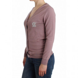 Cardigan viola in lana con scollo a V - XS
