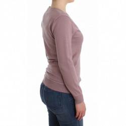 Cardigan viola in lana con scollo a V - XS