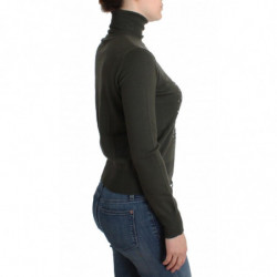 Maglione dolcevita in lana verde - S