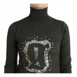 Maglione dolcevita in lana verde - S