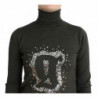 Maglione dolcevita in lana verde - S