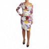 Abito a maniche lunghe in seta con stampa floreale bianca - IT36 - XS