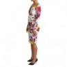 Abito a maniche lunghe in seta con stampa floreale bianca - IT36 - XS