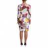 Abito a maniche lunghe in seta con stampa floreale bianca - IT36 - XS