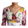 Abito a maniche lunghe in seta con stampa floreale bianca - IT36 - XS