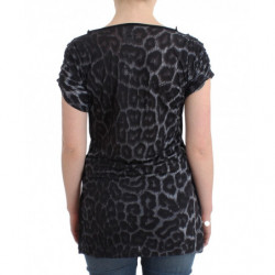 Top grigio leopardato con scollo a V - IT44-L