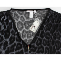 Top grigio leopardato con scollo a V - IT44-L