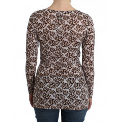 Top in pizzo marrone a maniche lunghe - IT44-L