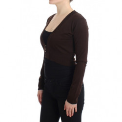 Cardigan corto in lana marrone - IT44-L