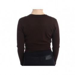 Cardigan corto in lana marrone - IT44-L