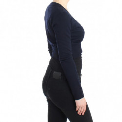 Cardigan corto in lana blu - IT46-XL