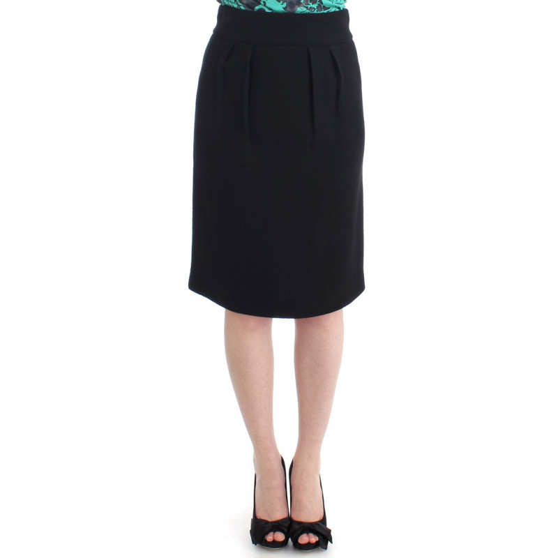 Gonna tubino in lana nera - IT38-XS