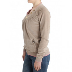 Maglione con cerniera in velluto beige - IT40-S