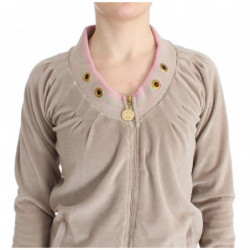 Maglione con cerniera in velluto beige - IT40-S